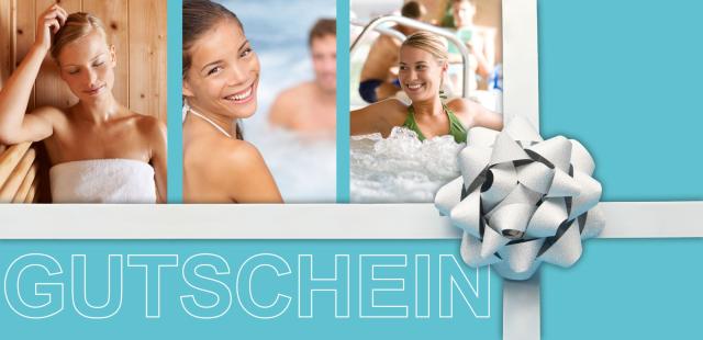 Collage mit Personen in der Sauna, im Whirlpool und Schwimmbecken